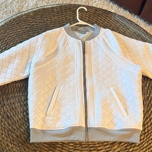 Athena Quilted White Bomber Jacket